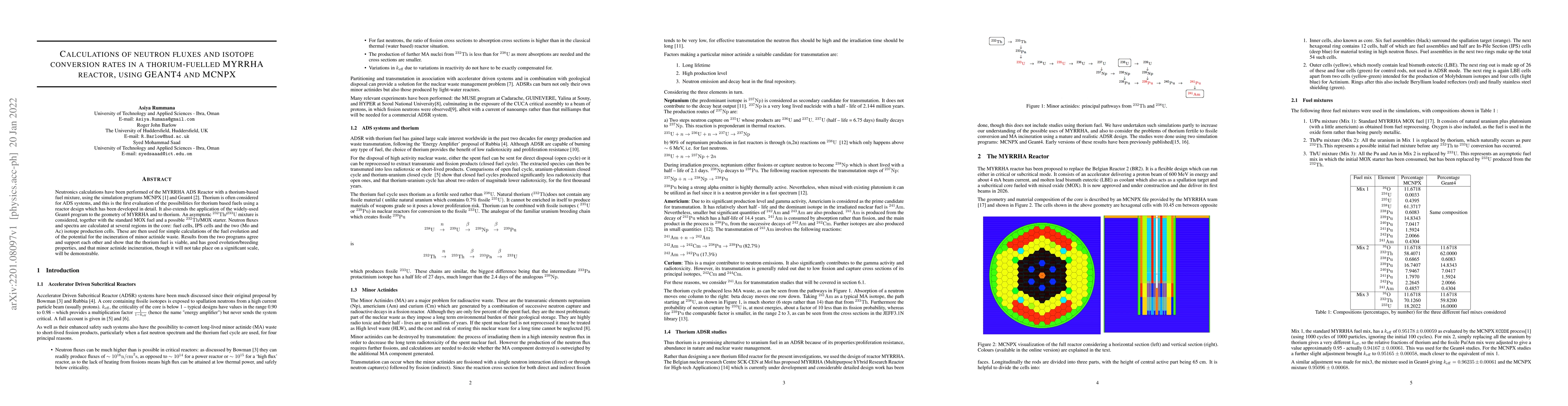 Thumbnail for Calculations of neutron fluxes and isotope conversion rates in a
  thorium-fuelled MYRRHA reactor, using GEANT4 and MCNPX, Nuclear Engineering
  and Design