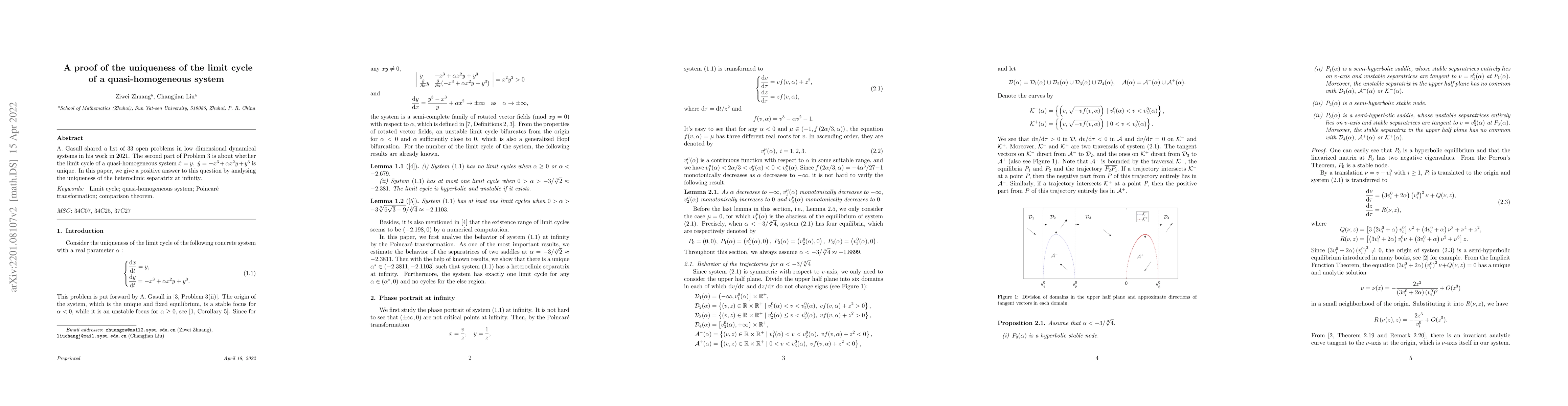 Thumbnail for A proof of the uniqueness of the limit cycle of a quasi-homogeneous
  system
