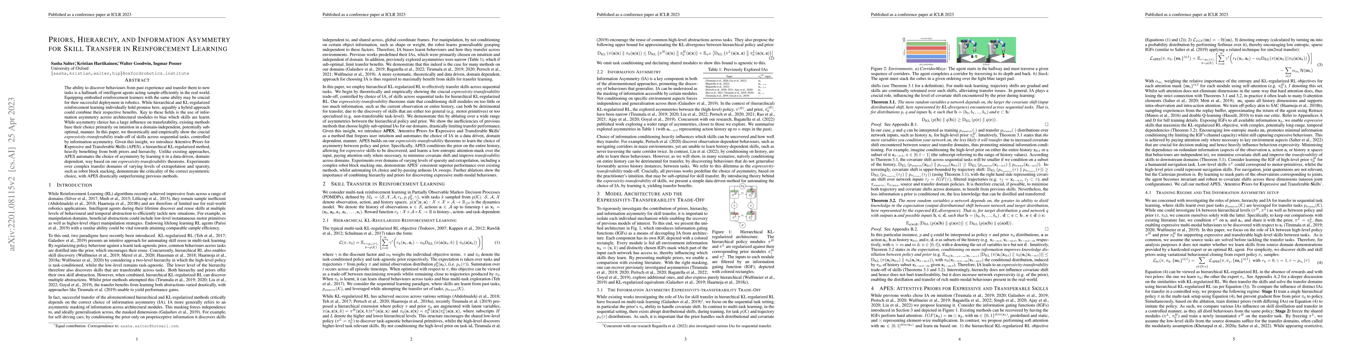 Thumbnail for Priors, Hierarchy, and Information Asymmetry for Skill Transfer in
  Reinforcement Learning