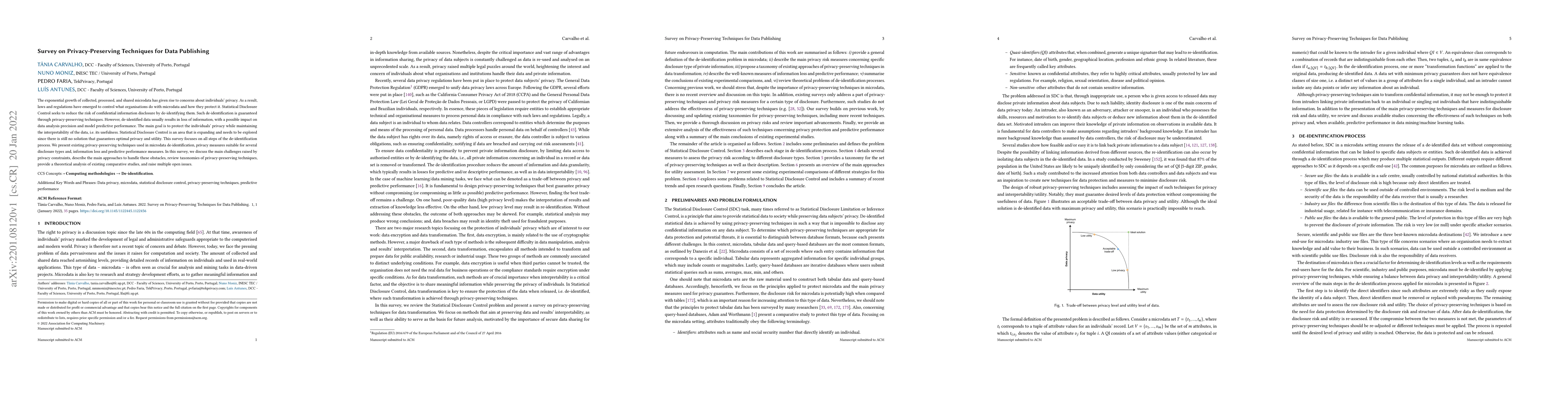 Thumbnail for Survey on Privacy-Preserving Techniques for Data Publishing