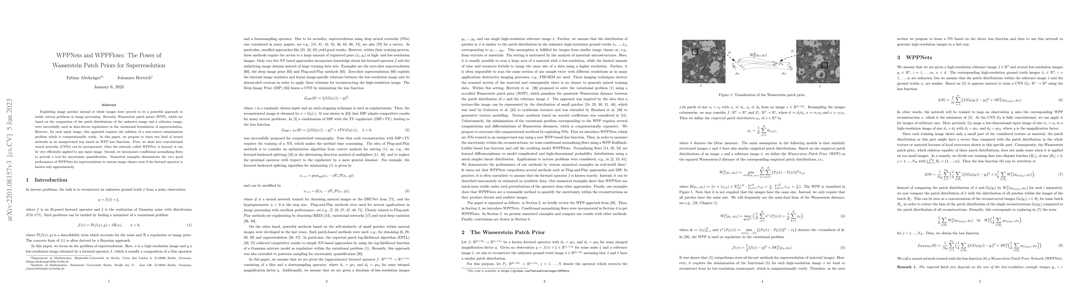 Thumbnail for WPPNets and WPPFlows: The Power of Wasserstein Patch Priors for
  Superresolution