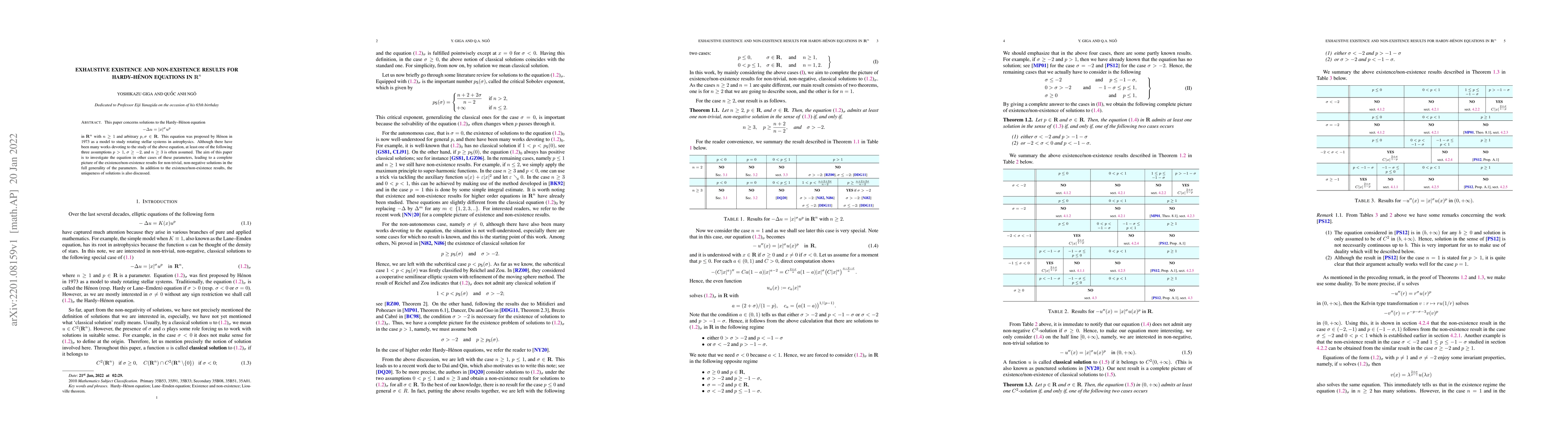 Thumbnail for Exhaustive existence and non-existence results for Hardy-H\'enon
  equations in $\mathbf R^n$