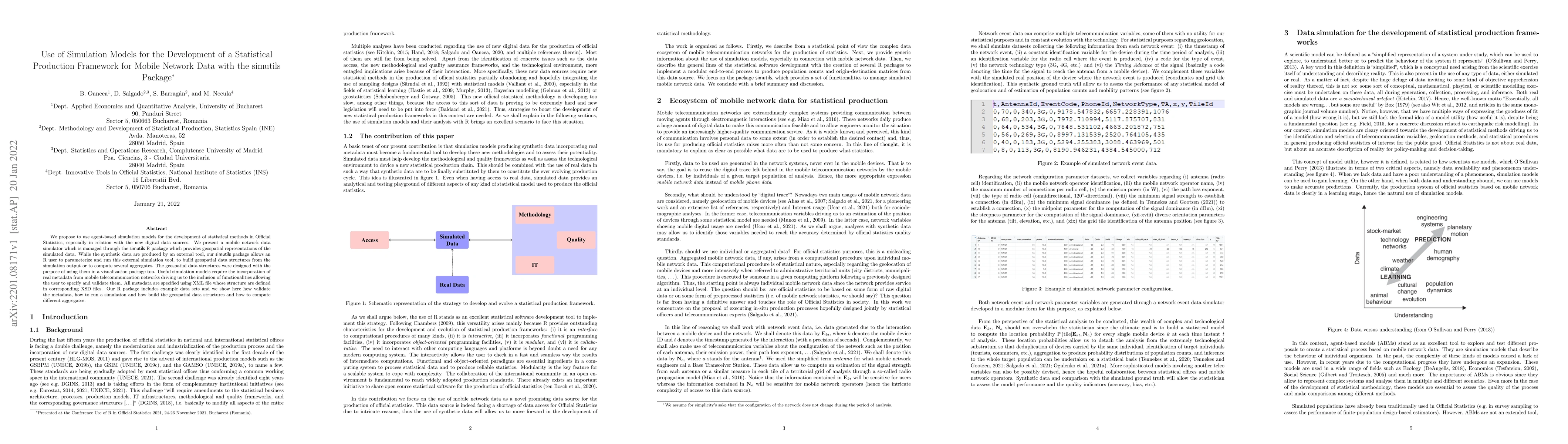 Thumbnail for Use of Simulation Models for the Development of a Statistical Production
  Framework for Mobile Network Data with the simutils Package