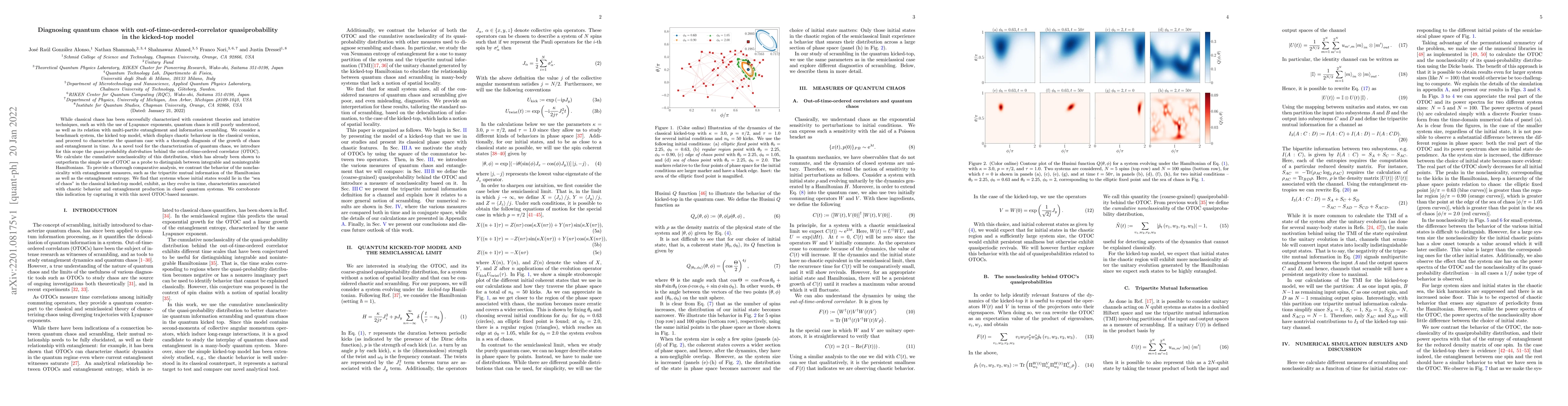 Thumbnail for Diagnosing quantum chaos with out-of-time-ordered-correlator
  quasiprobability in the kicked-top model