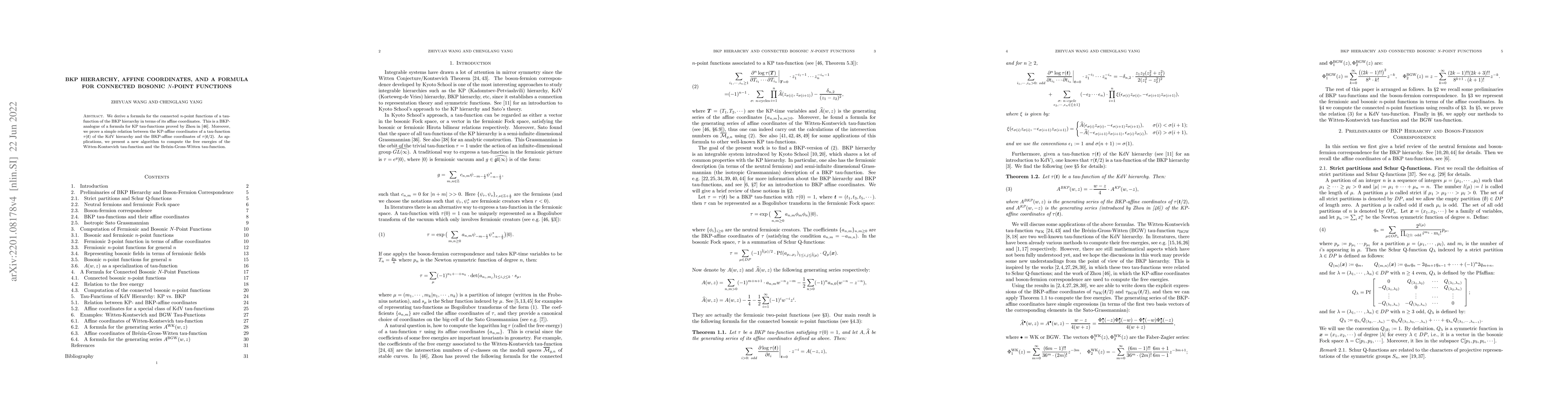 Thumbnail for BKP Hierarchy, Affine Coordinates, and a Formula for Connected Bosonic
  $N$-Point Functions