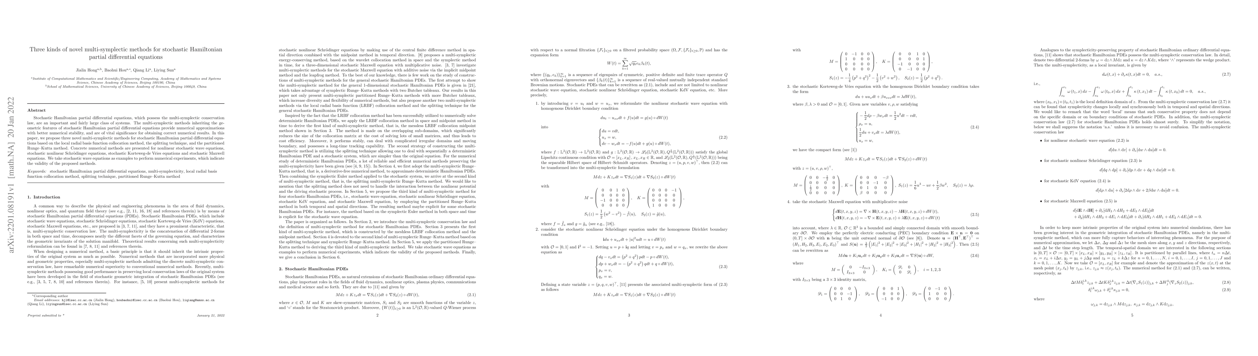 Thumbnail for Three kinds of novel multi-symplectic methods for stochastic Hamiltonian
  partial differential equations