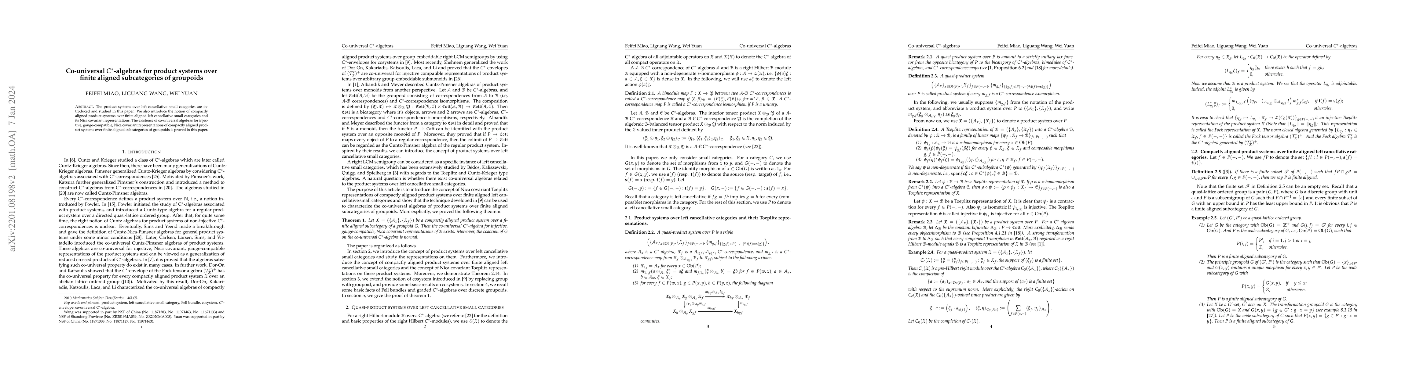 Thumbnail for Co-universal $C^{\ast}$-algebras for product systems over finite aligned
  subcategories of groupoids