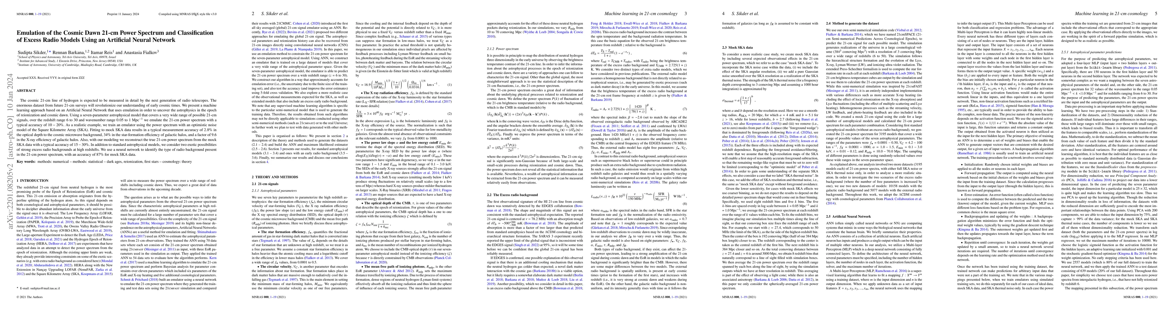 Thumbnail for Emulation of the Cosmic Dawn 21-cm Power Spectrum and Classification of
  Excess Radio Models Using an Artificial Neural Network