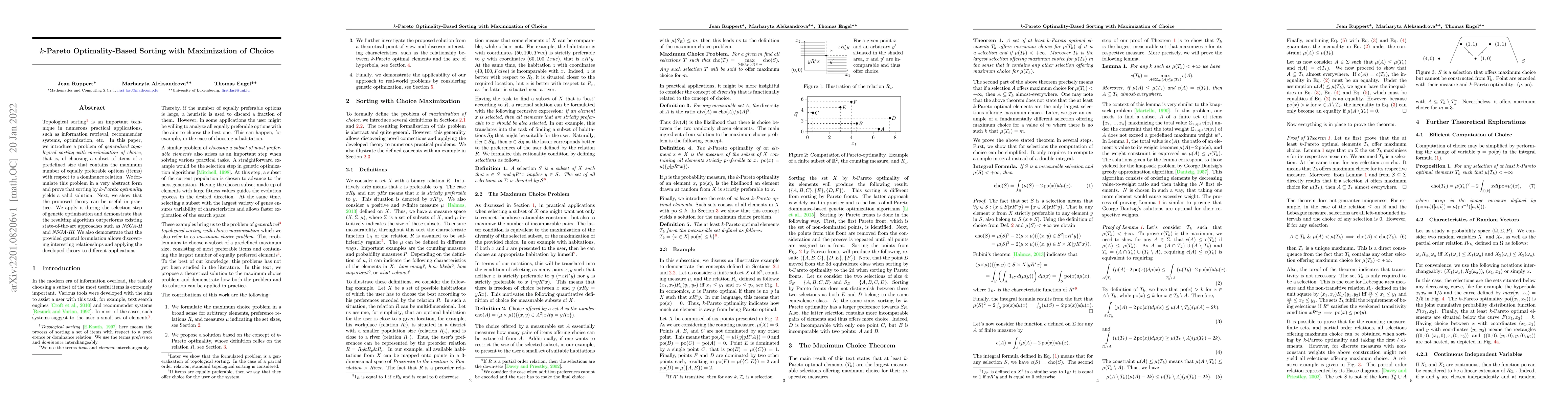 Thumbnail for k-Pareto Optimality-Based Sorting with Maximization of Choice