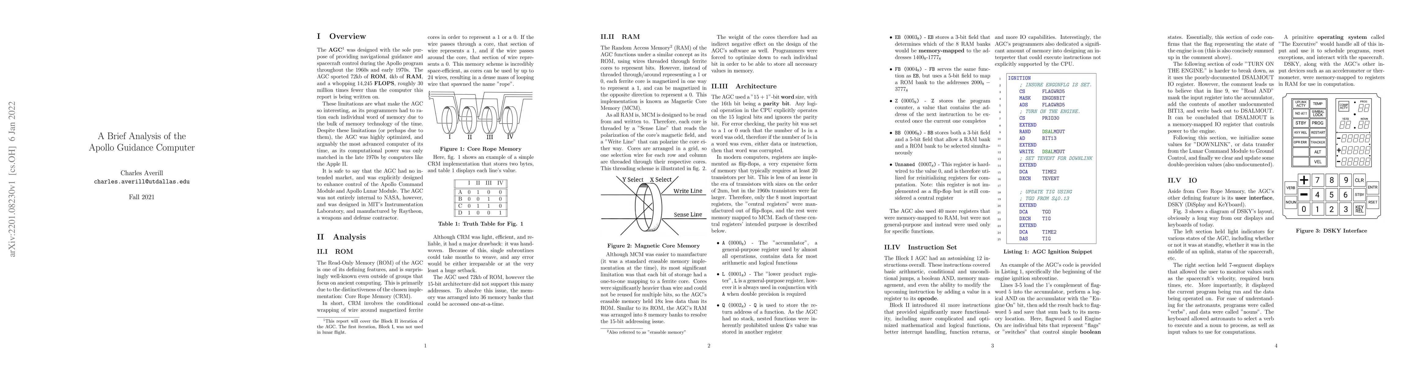 Thumbnail for A Brief Analysis of the Apollo Guidance Computer