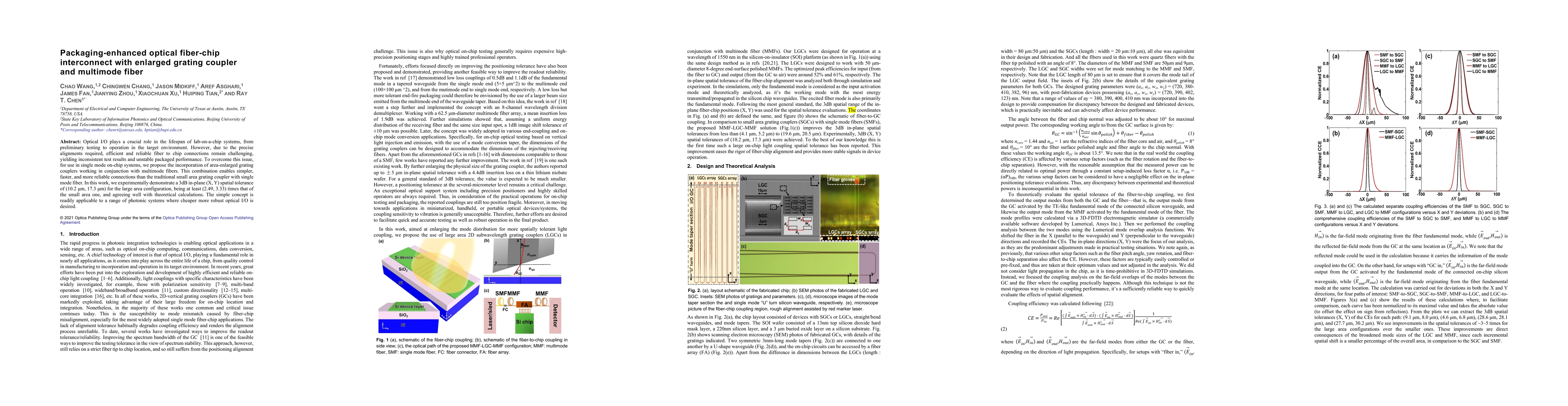 Thumbnail for Packaging-enhanced optical fiber-chip interconnect with enlarged grating
  coupler and multimode fiber