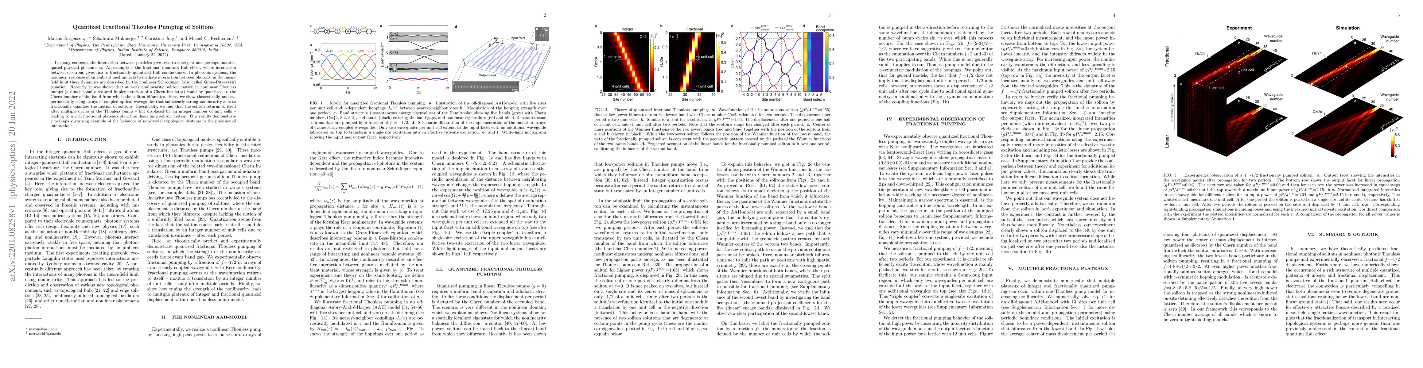 Thumbnail for Quantized Fractional Thouless Pumping of Solitons
