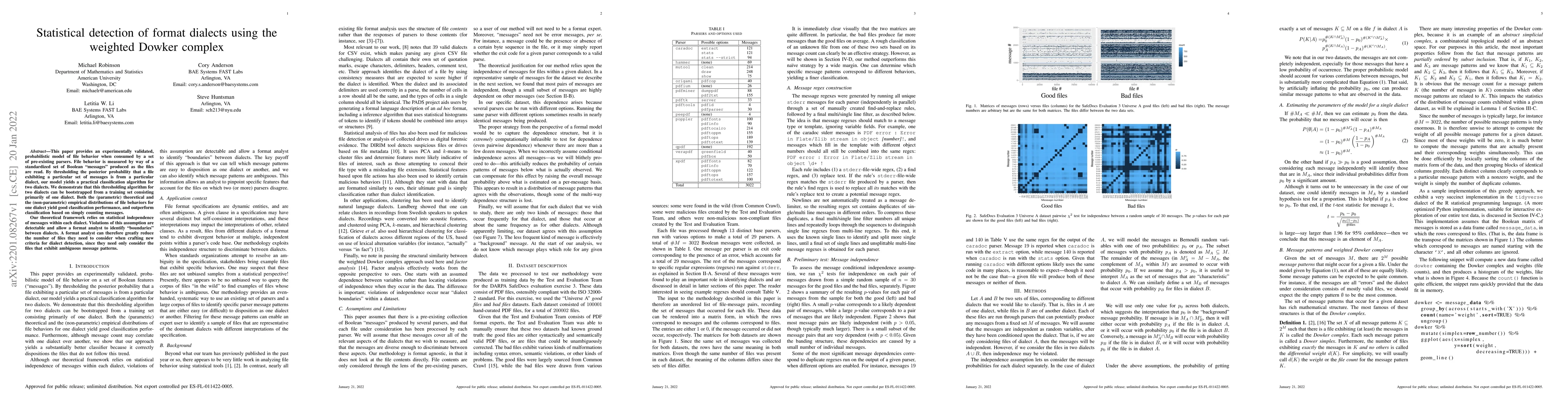 Thumbnail for Statistical detection of format dialects using the weighted Dowker
  complex