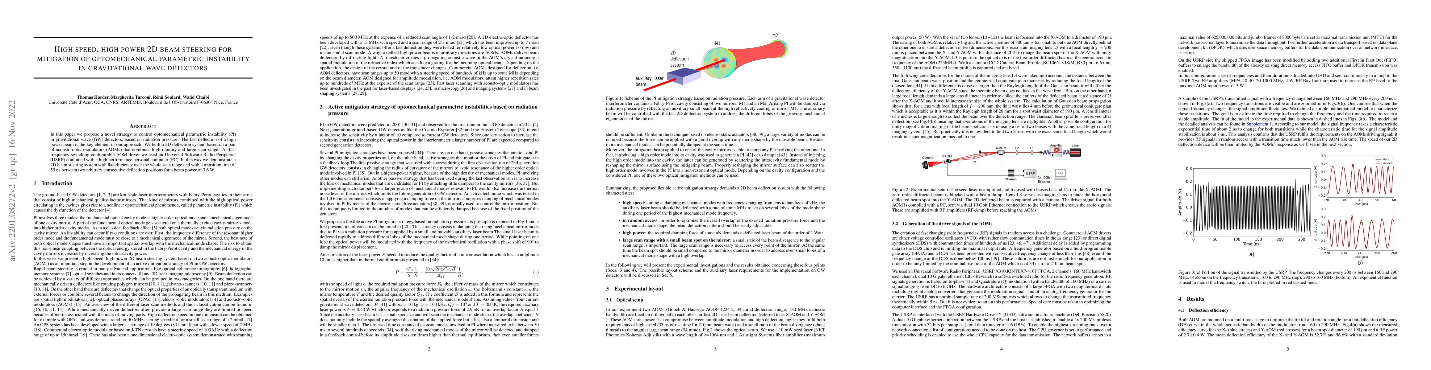 Thumbnail for High speed, high power 2D beam steering for mitigation of optomechanical
  parametric instability in gravitational wave detectors