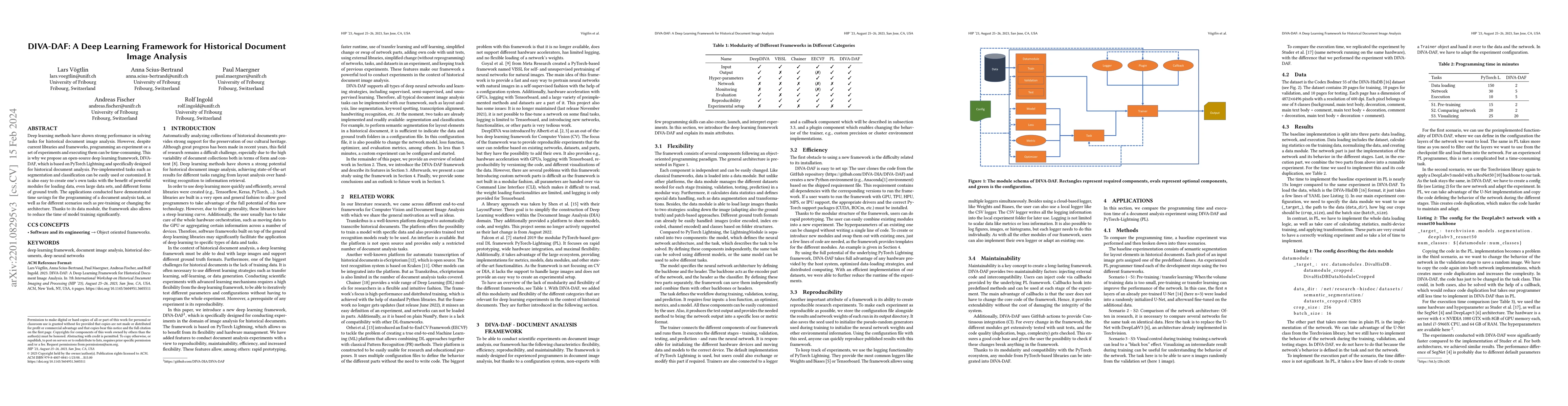 Thumbnail for DIVA-DAF: A Deep Learning Framework for Historical Document Image
  Analysis