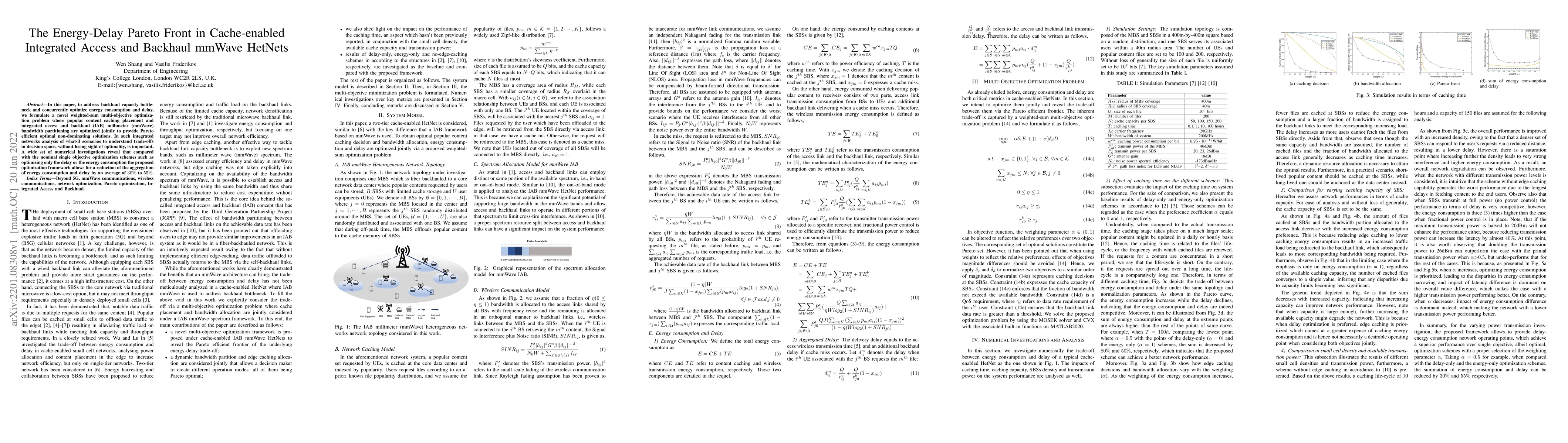 Thumbnail for The Energy-Delay Pareto Front in Cache-enabled Integrated Access and
  Backhaul mmWave HetNets