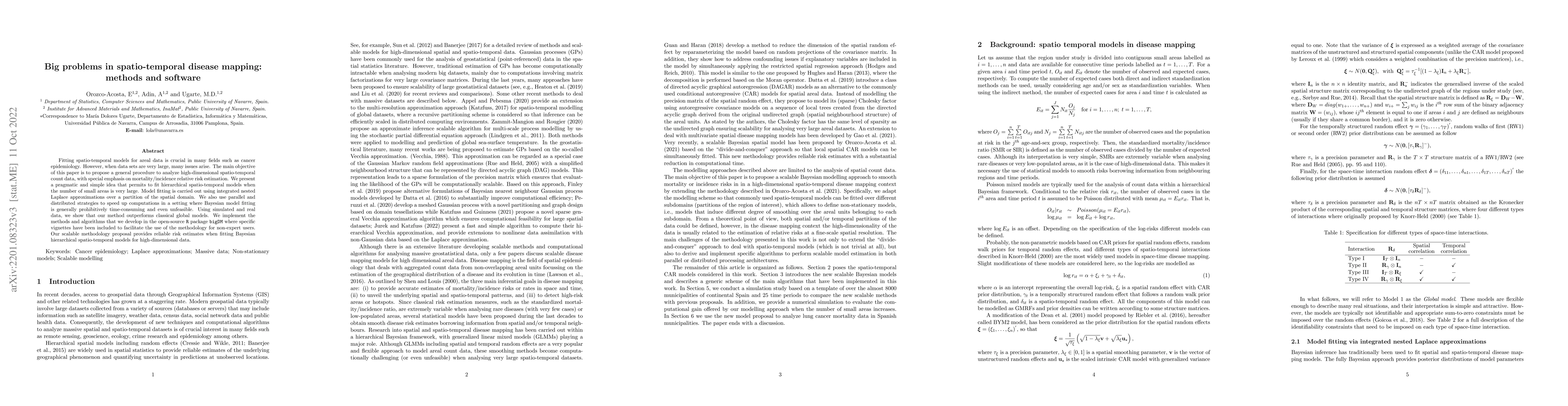 Thumbnail for Big problems in spatio-temporal disease mapping: methods and software