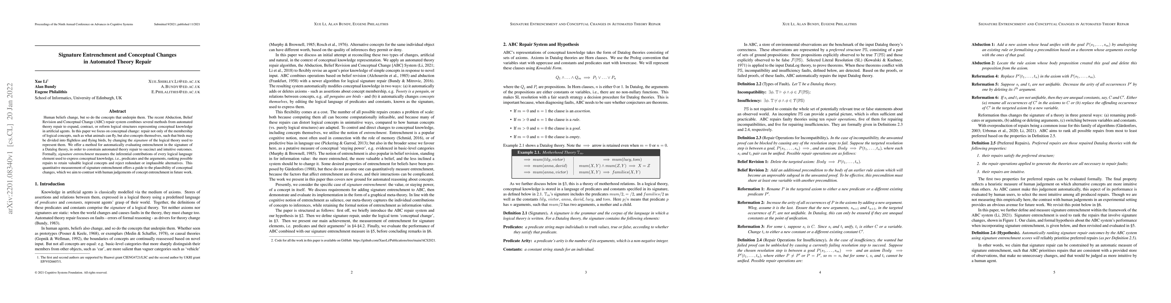 Thumbnail for Signature Entrenchment and Conceptual Changes in Automated Theory Repair
