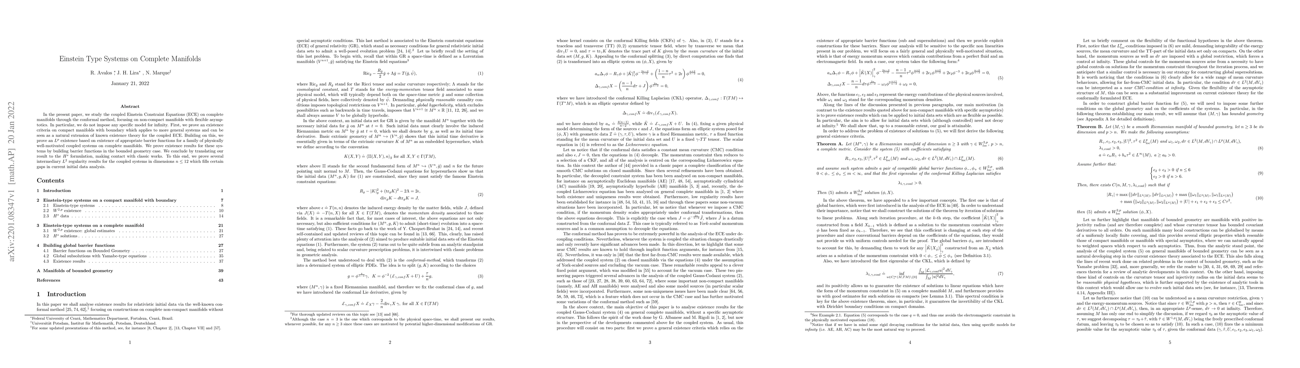 Thumbnail for Einstein Type Systems on Complete Manifolds