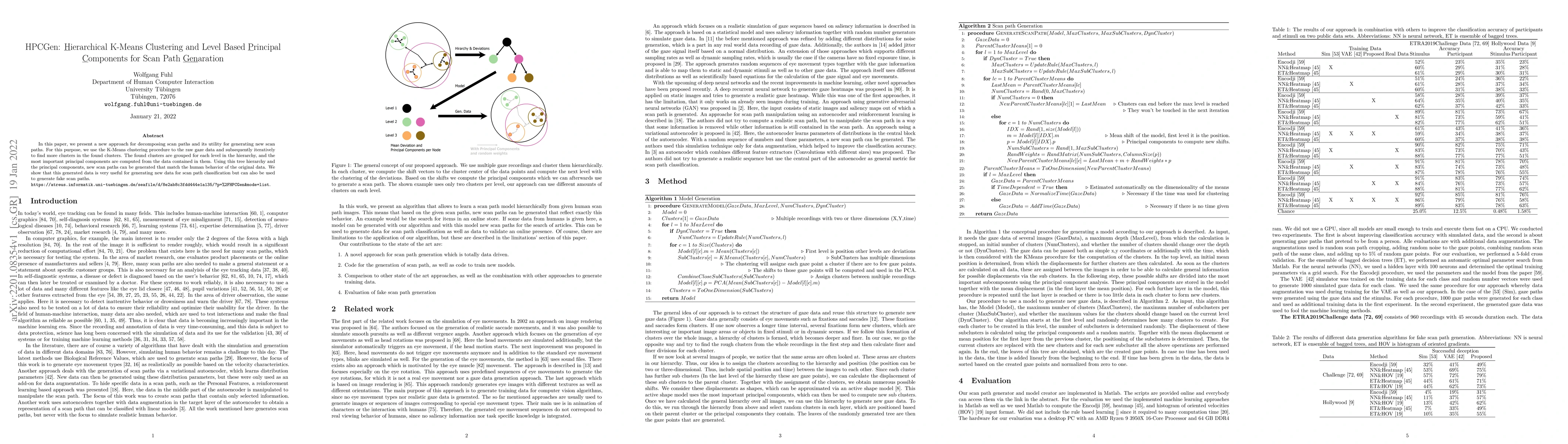 Thumbnail for HPCGen: Hierarchical K-Means Clustering and Level Based Principal
  Components for Scan Path Genaration