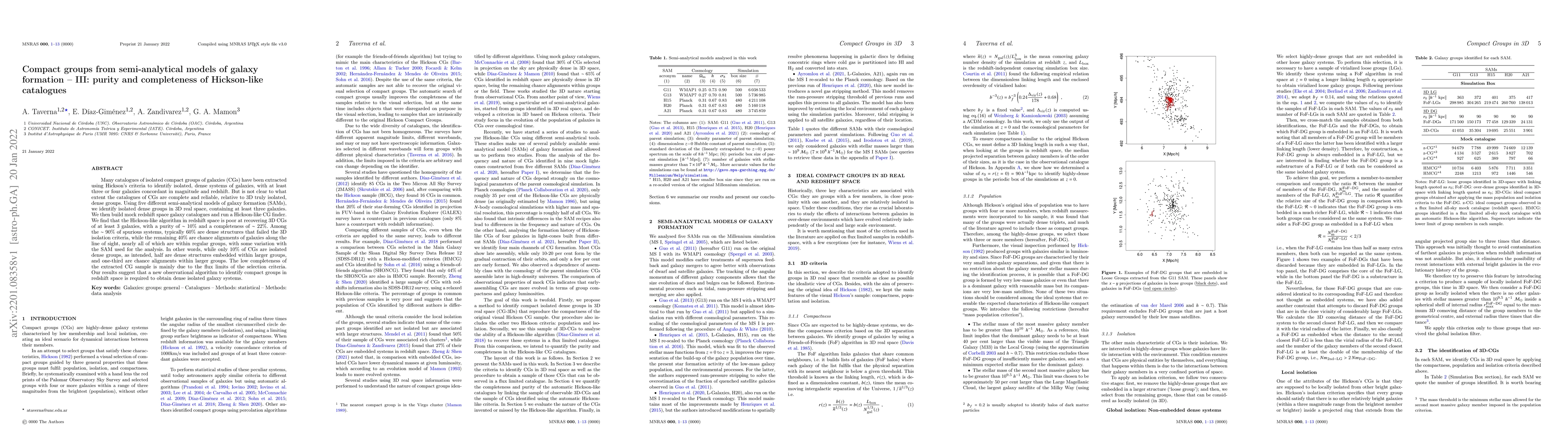 Thumbnail for Compact groups from semi-analytical models of galaxy formation -- III:
  purity and completeness of Hickson-like catalogues