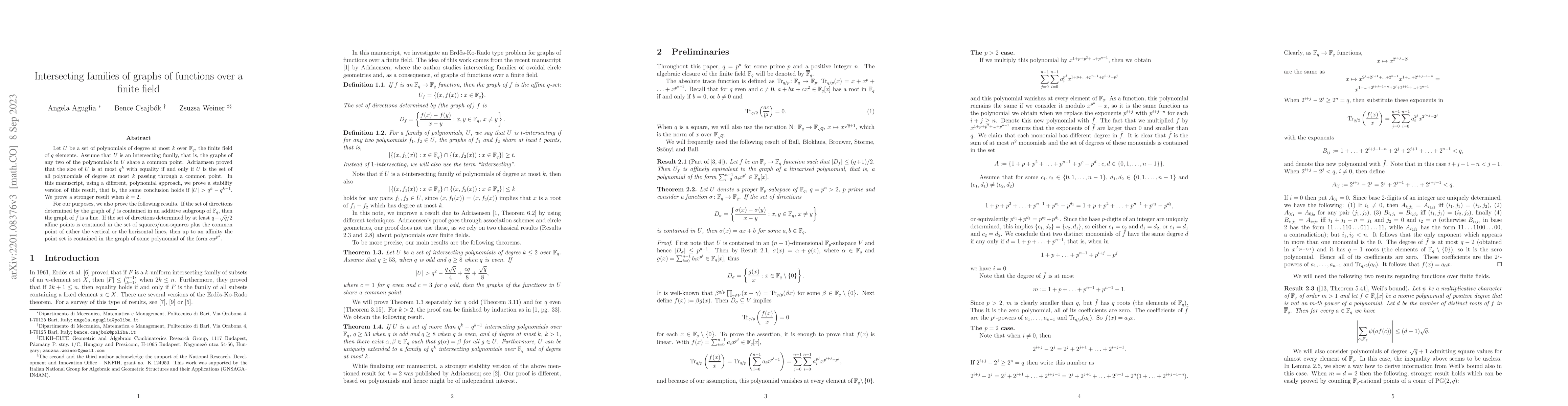 Thumbnail for Intersecting families of graphs of functions over a finite field