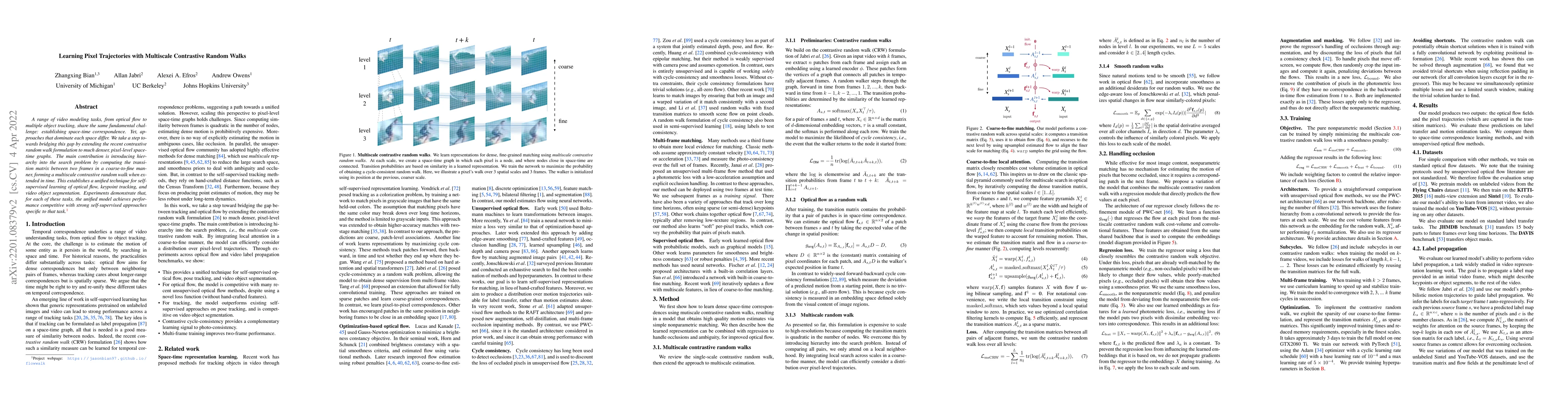 Thumbnail for Learning Pixel Trajectories with Multiscale Contrastive Random Walks