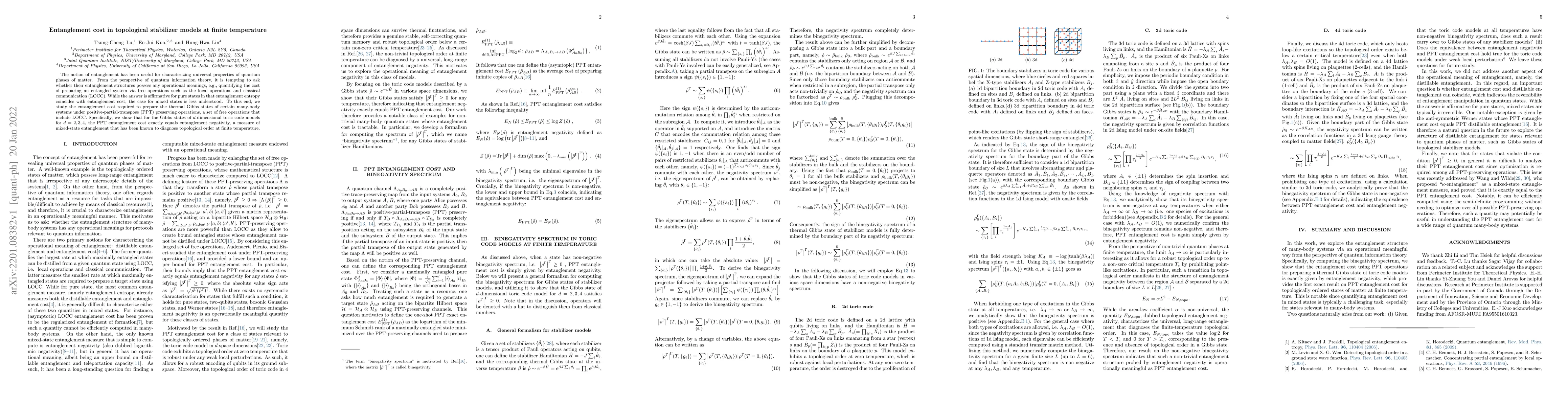 Thumbnail for Entanglement cost in topological stabilizer models at finite temperature