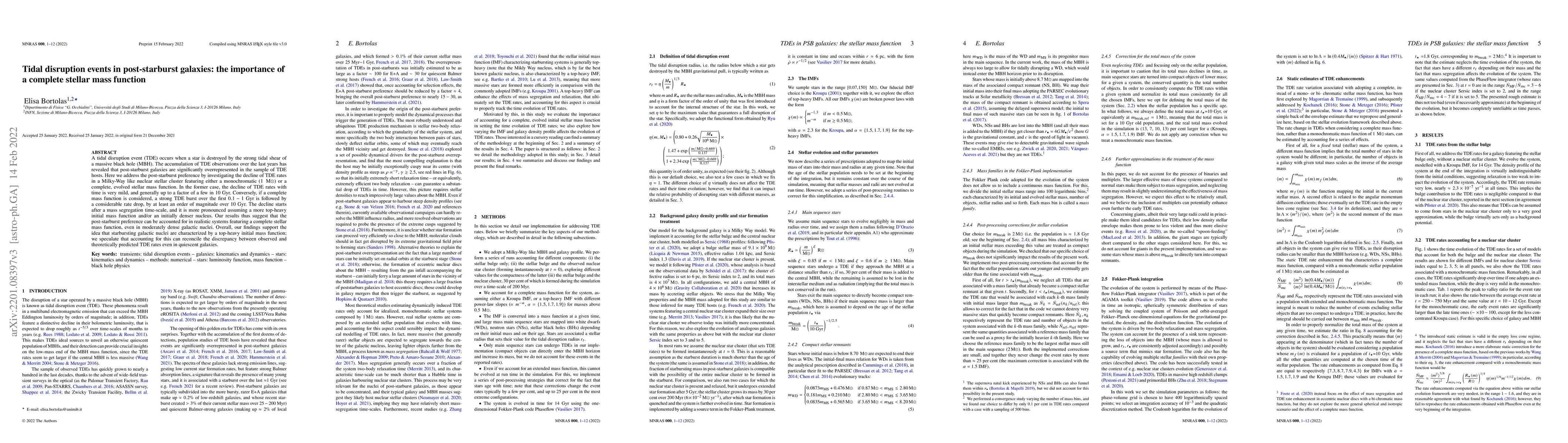 Thumbnail for Tidal disruption events in post-starburst galaxies: the importance of a
  complete stellar mass function