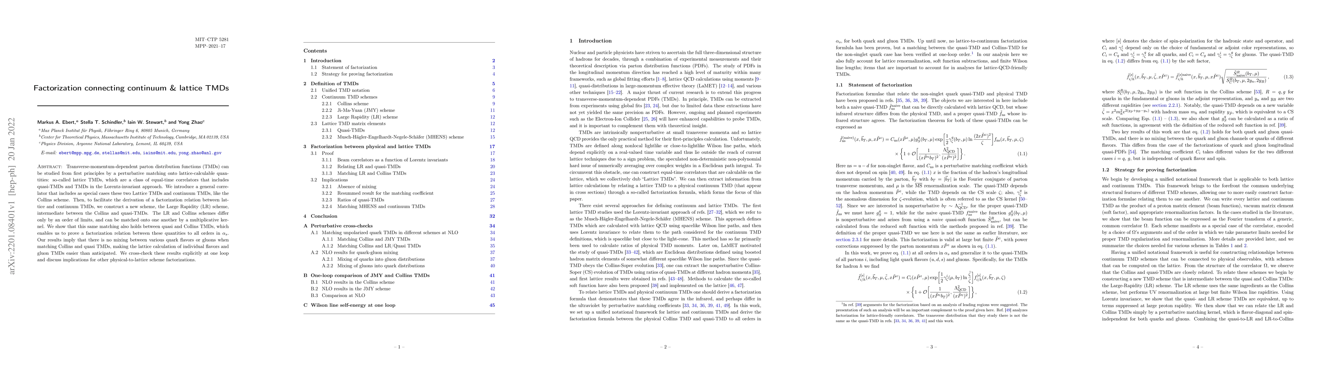 Thumbnail for Factorization connecting continuum and lattice TMDs