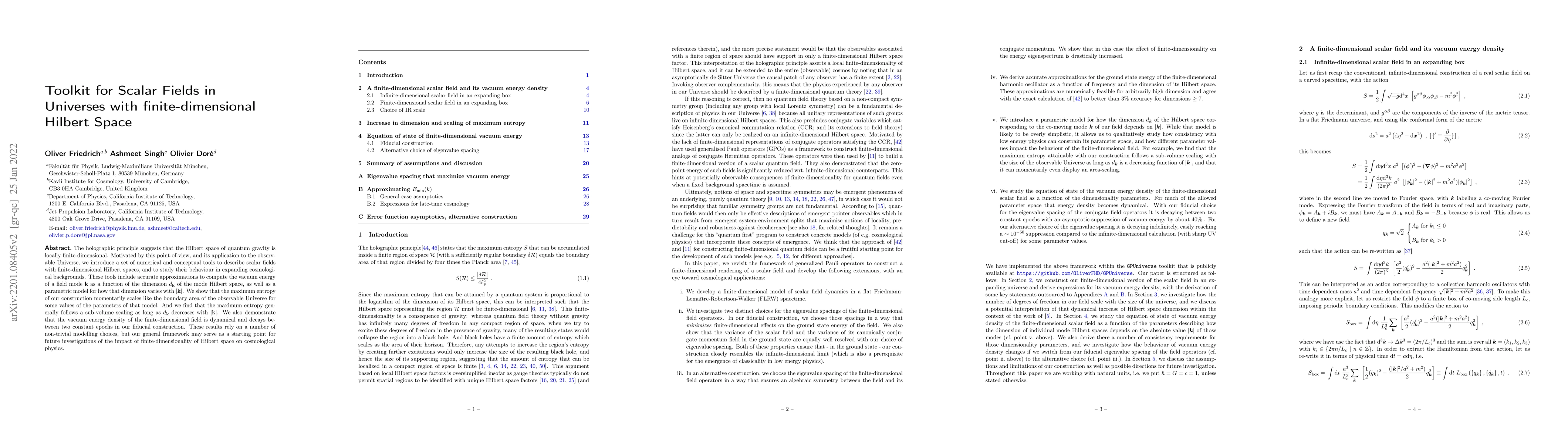 Thumbnail for Toolkit for Scalar Fields in Universes with finite-dimensional Hilbert
  Space