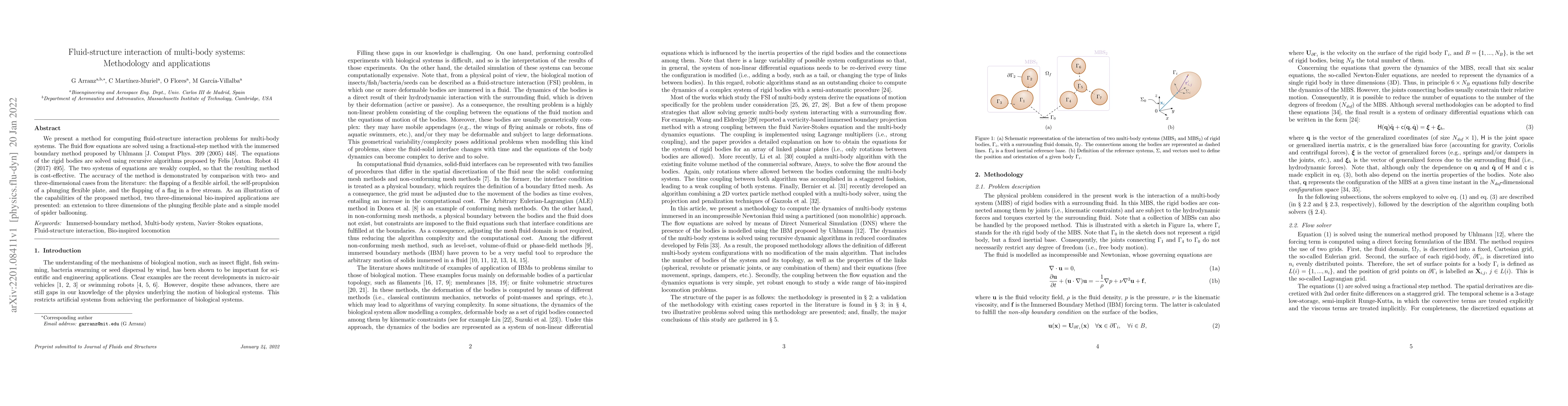 Thumbnail for Fluid-structure interaction of multi-body systems: Methodology and
  applications
