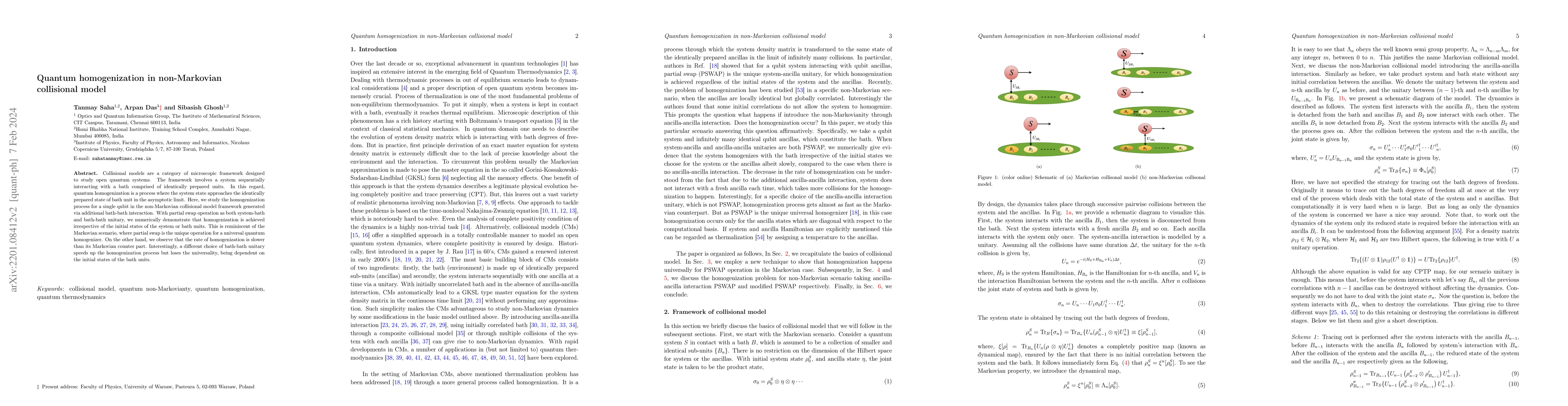 Thumbnail for Quantum homogenization in non-Markovian collisional model