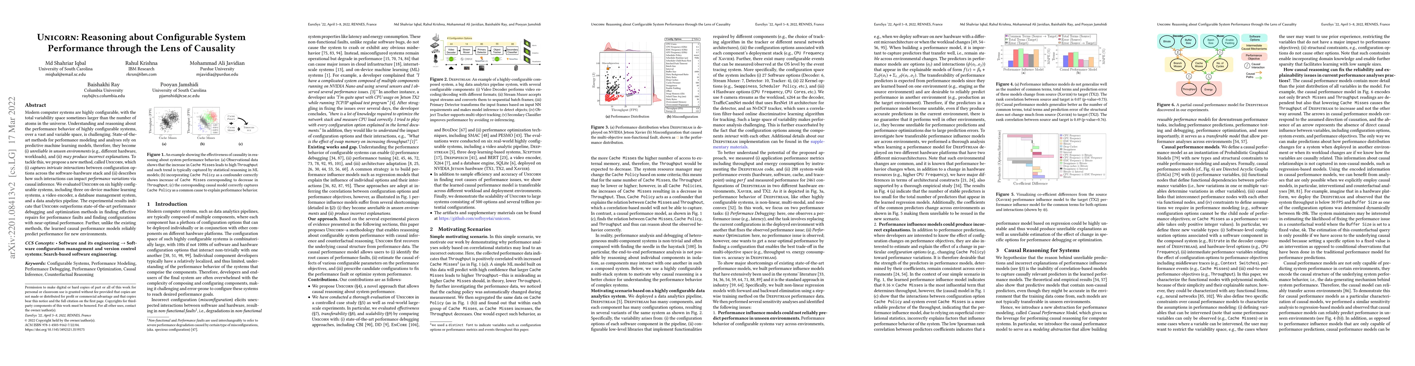 Thumbnail for Unicorn: Reasoning about Configurable System Performance through the
  lens of Causality