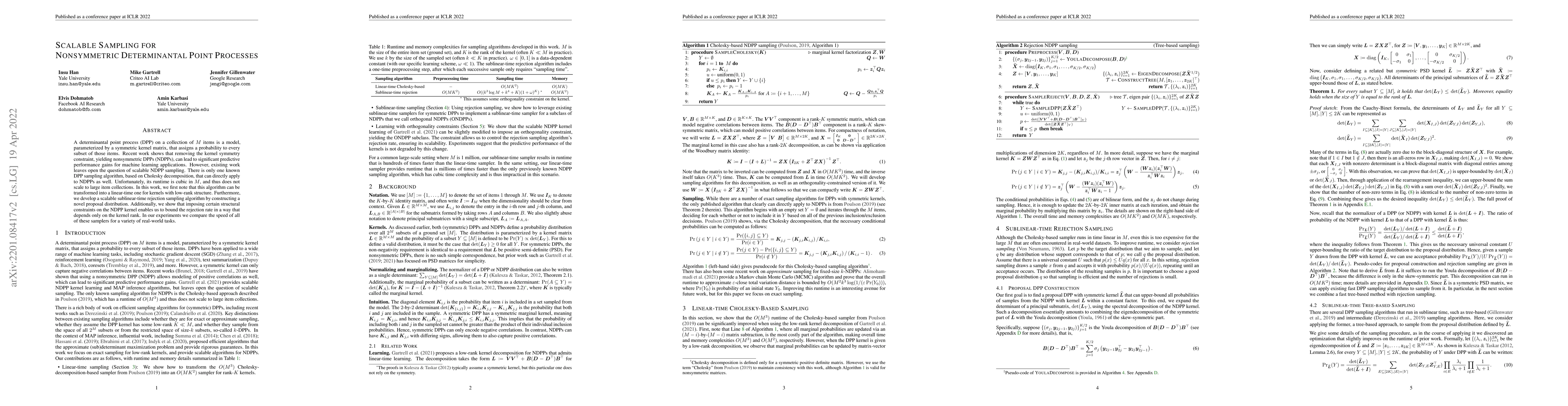 Thumbnail for Scalable Sampling for Nonsymmetric Determinantal Point Processes