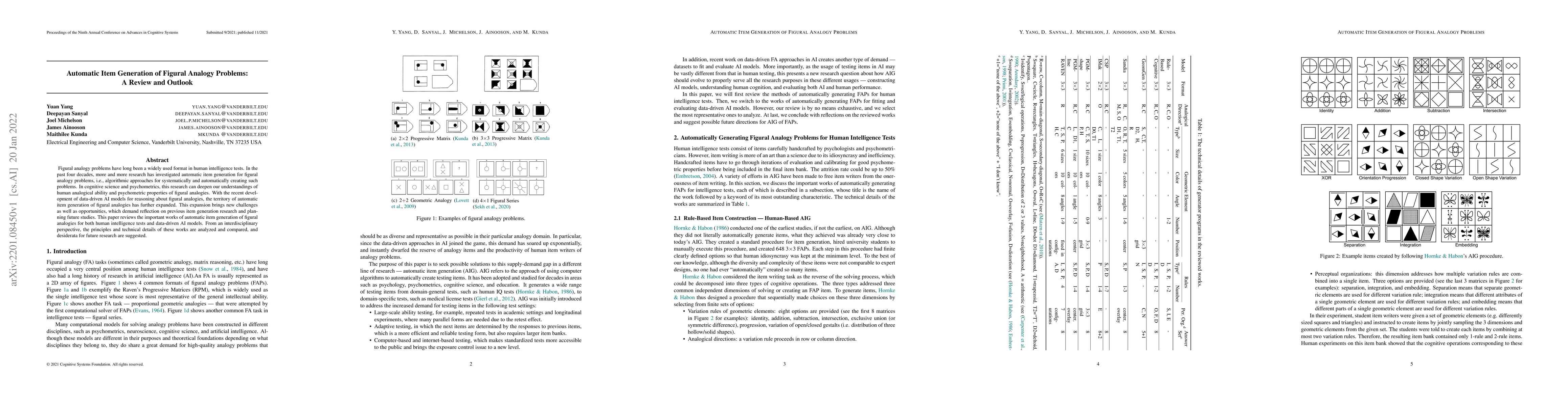 Thumbnail for Automatic Item Generation of Figural Analogy Problems: A Review and
  Outlook