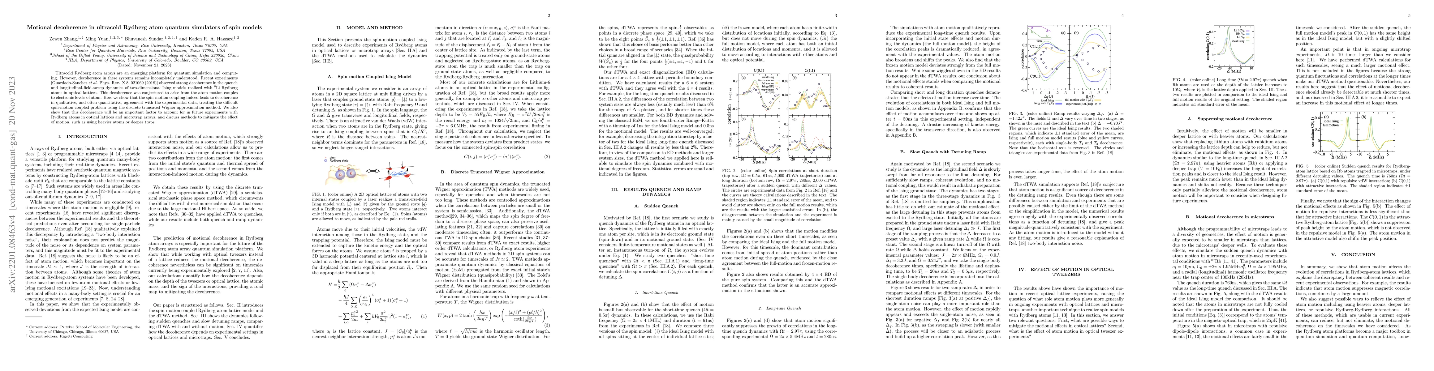 Thumbnail for Motional decoherence in ultracold Rydberg atom quantum simulators of
  spin models