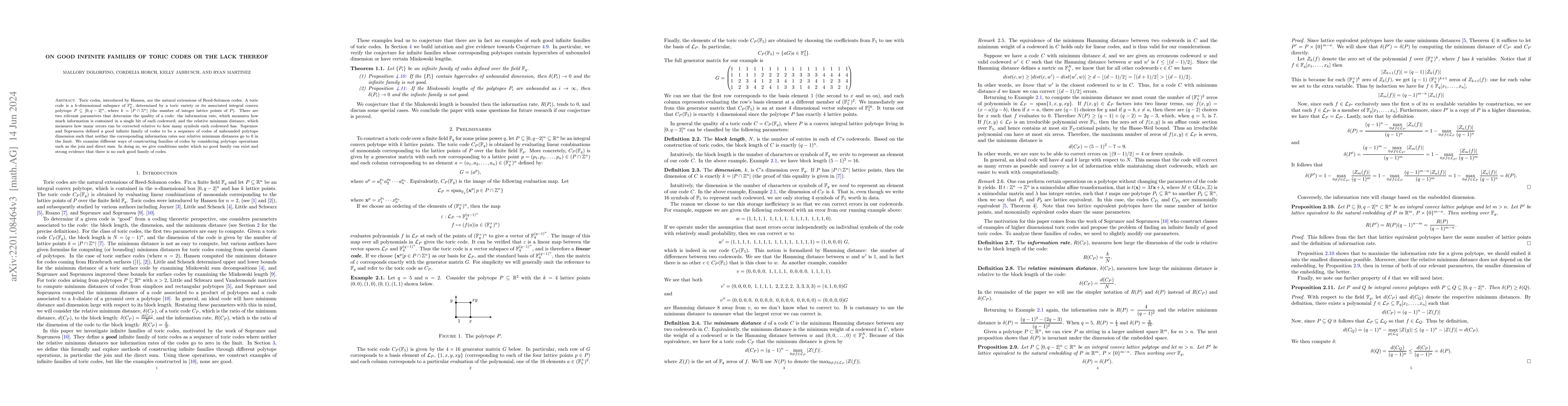 Thumbnail for On Good Infinite Families of Toric Codes or the Lack Thereof