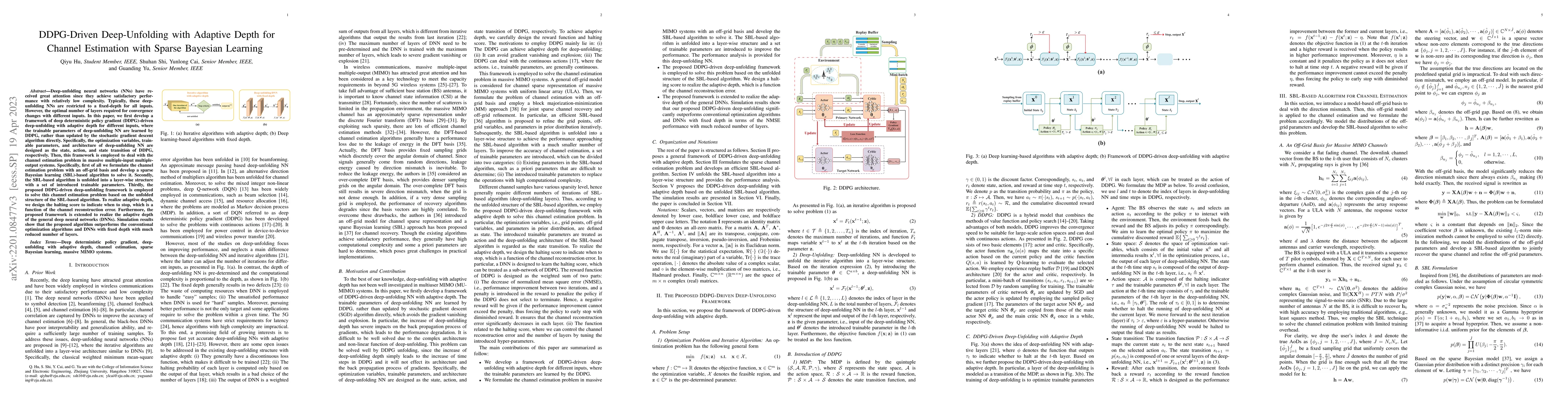 Thumbnail for DDPG-Driven Deep-Unfolding with Adaptive Depth for Channel Estimation
  with Sparse Bayesian Learning