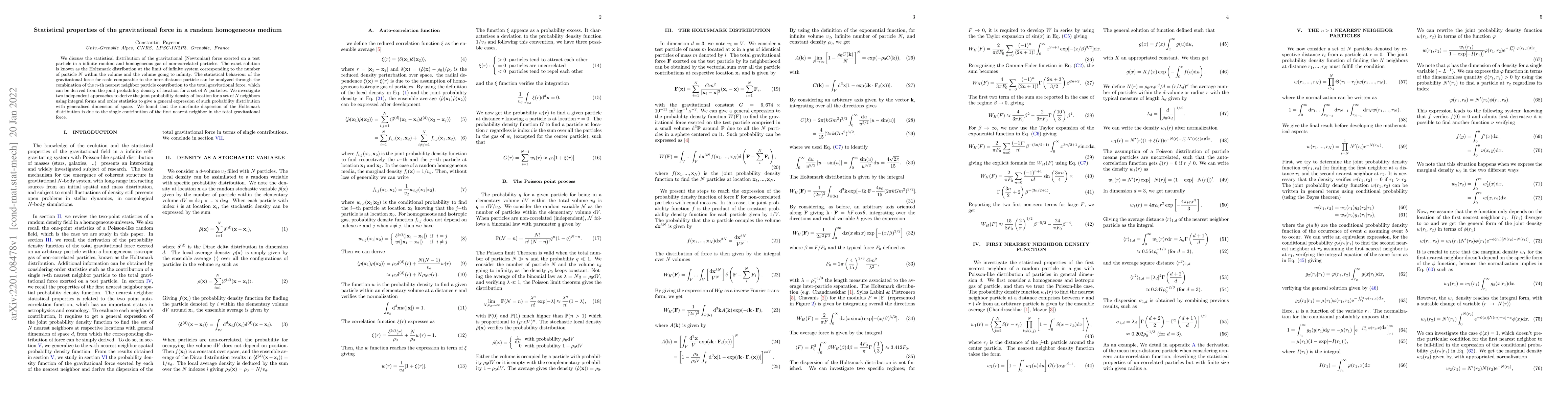 Thumbnail for Statistical properties of the gravitational force in a random
  homogeneous medium