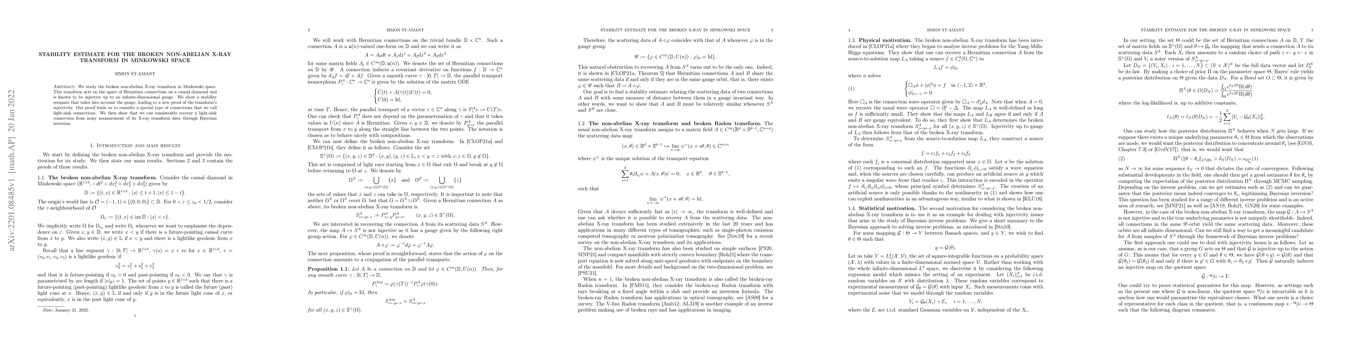 Thumbnail for Stability estimate for the broken non-abelian X-ray transform in
  Minkowski space