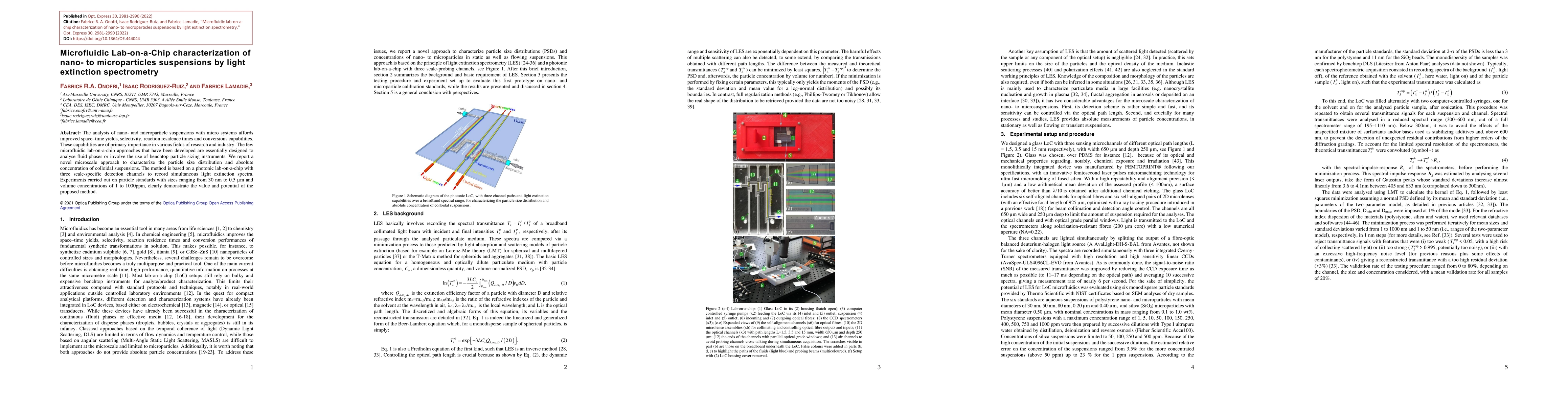 Thumbnail for Microfluidic lab-on-a-chip characterization of nano- to microparticles
  suspensions by light extinction spectrometry