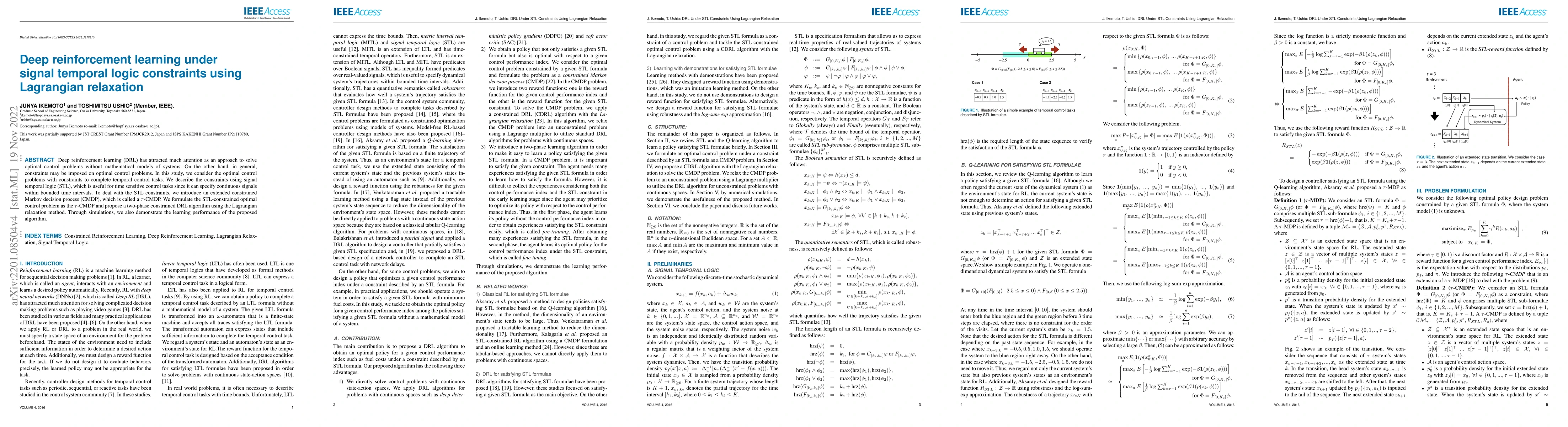 Thumbnail for Deep reinforcement learning under signal temporal logic constraints
  using Lagrangian relaxation