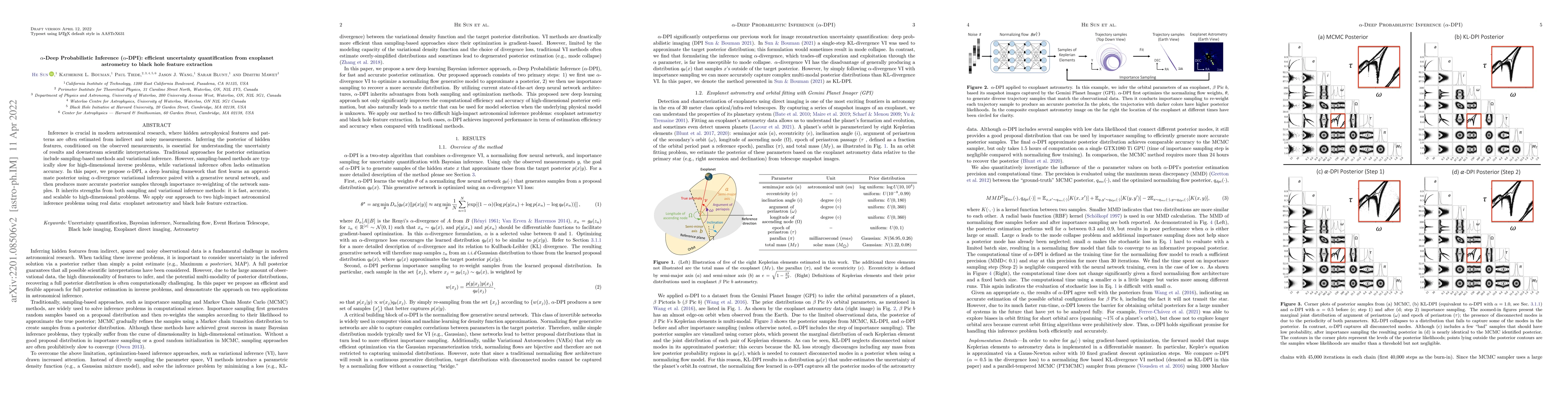 Thumbnail for alpha-Deep Probabilistic Inference (alpha-DPI): efficient uncertainty
  quantification from exoplanet astrometry to black hole feature extraction