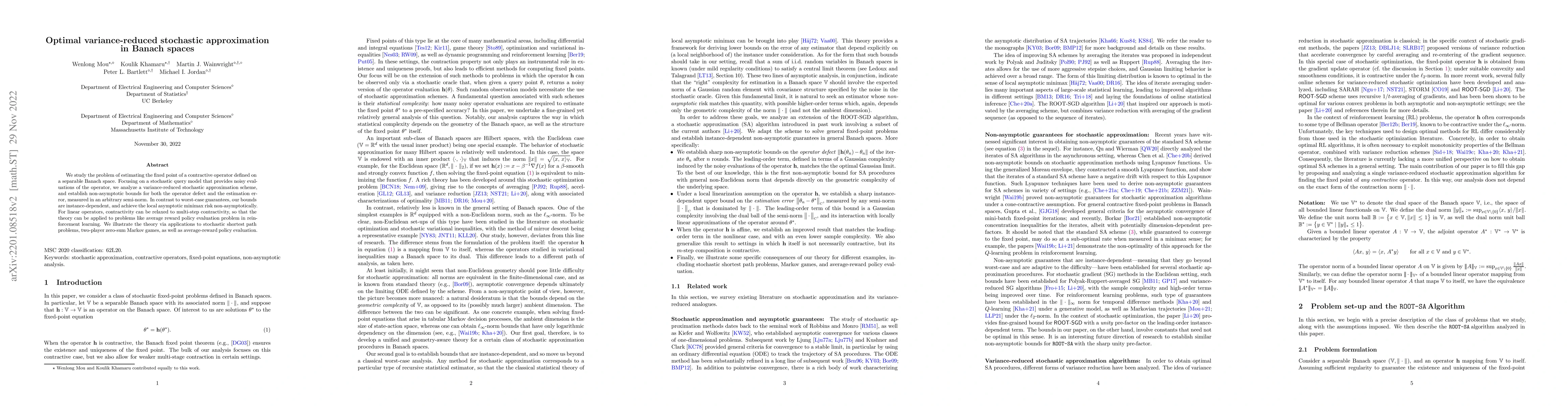 Thumbnail for Optimal variance-reduced stochastic approximation in Banach spaces