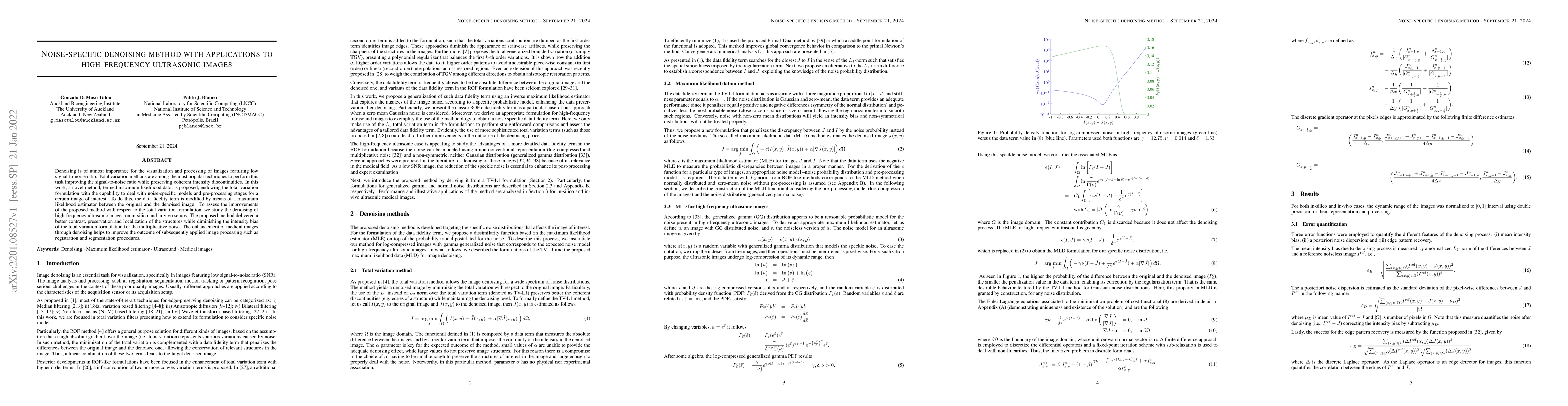 Thumbnail for Noise-specific denoising method with applications to high-frequency
  ultrasonic images