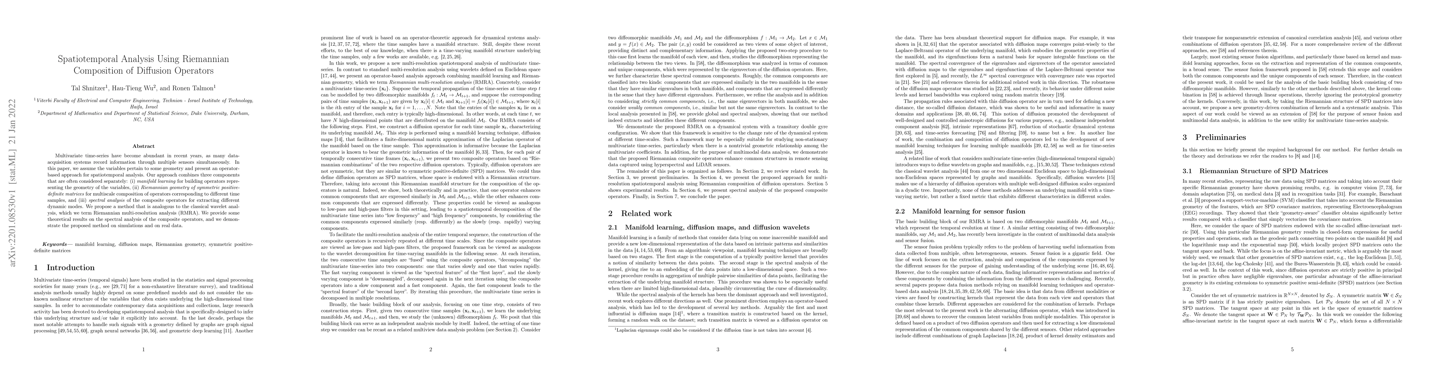 Thumbnail for Spatiotemporal Analysis Using Riemannian Composition of Diffusion
  Operators