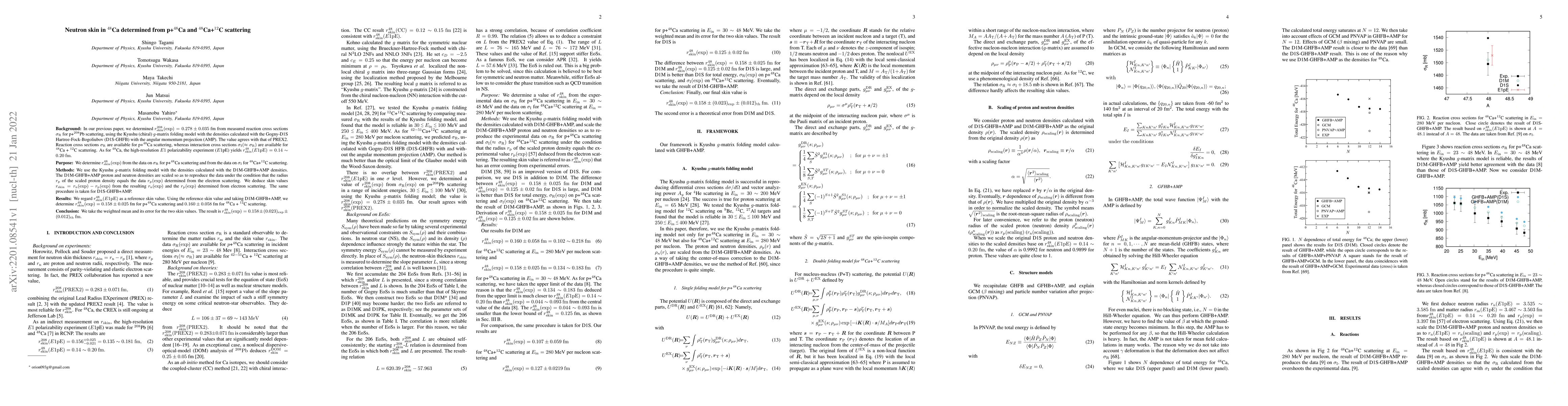 Thumbnail for Neutron skin in $^{48}$Ca determined from p+$^{48}$Ca and
  $^{48}$Ca+$^{12}$C scattering