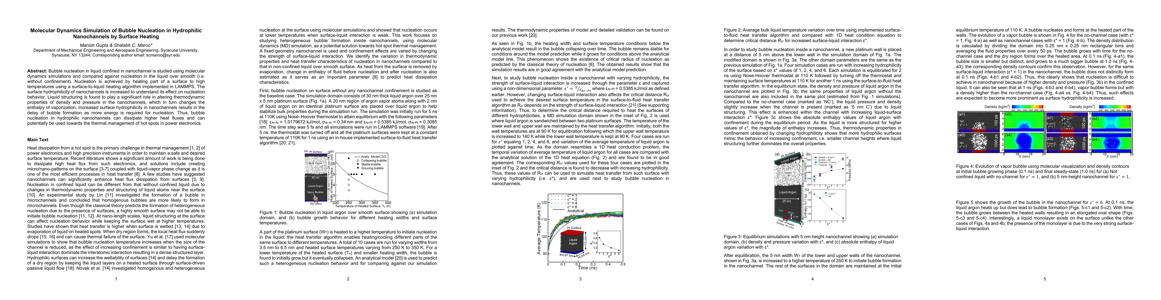 Thumbnail for Molecular Dynamics Simulation of Bubble Nucleation in Hydrophilic
  Nanochannels by Surface Heating
