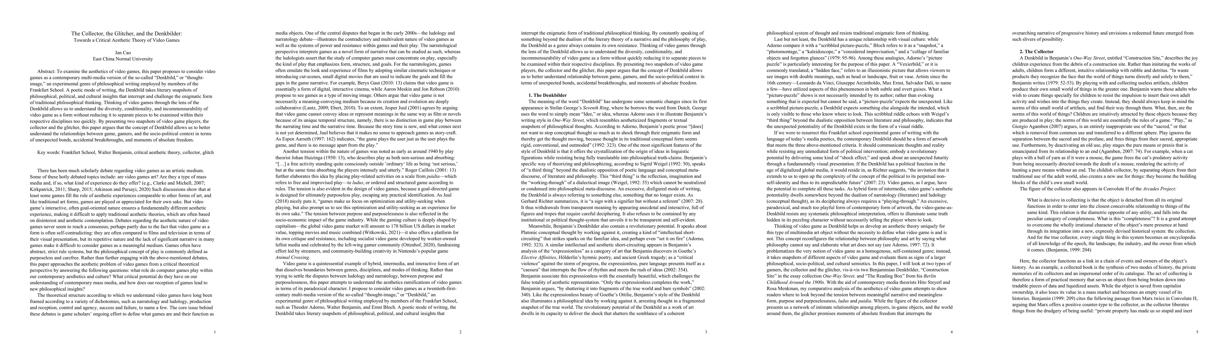 Thumbnail for The Collector, the Glitcher, and the Denkbilder: Towards a Critical
  Aesthetic Theory of Video Games